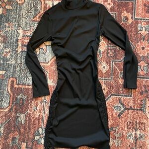 Ribbed Black Turtleneck Dress